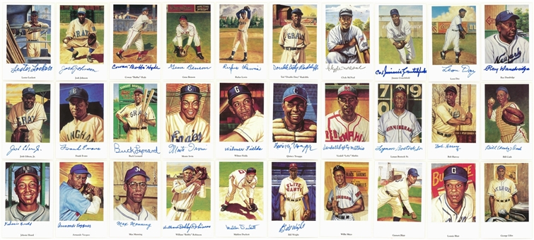 1991 Ron Lewis "Negro Leagues Postcards" Complete Set (30) Including Twenty-Six Signed Cards (Beckett PreCert)